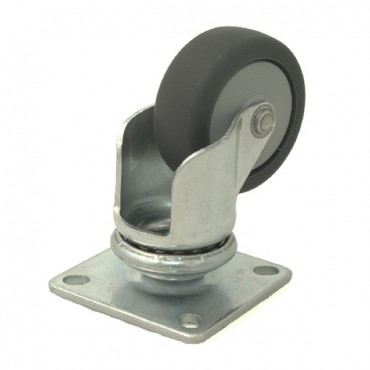 50mm Grey Rubber Wheel in Steel Housing